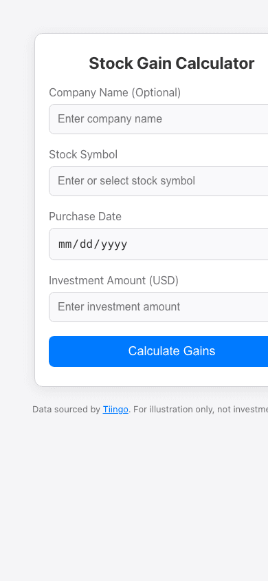 Stock Gain Calculator on a phone
